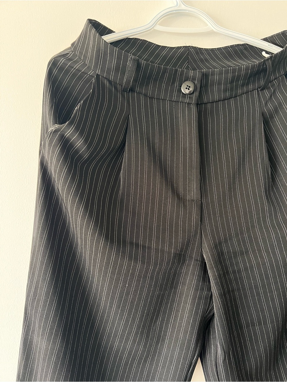 Suzy Shier Black Pinstripe Wide Leg Pants